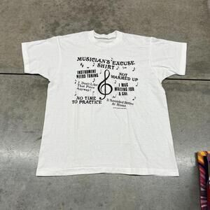 vintage musicians excuse shirt white made in usa shirt size large